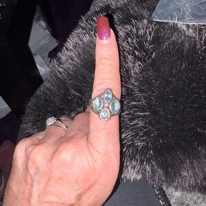 Elegant Silver and Blue Gemstone Ring BRIGHTON